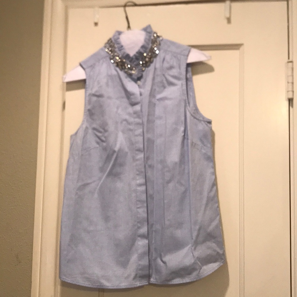 Jcrew top with rhinestone collar